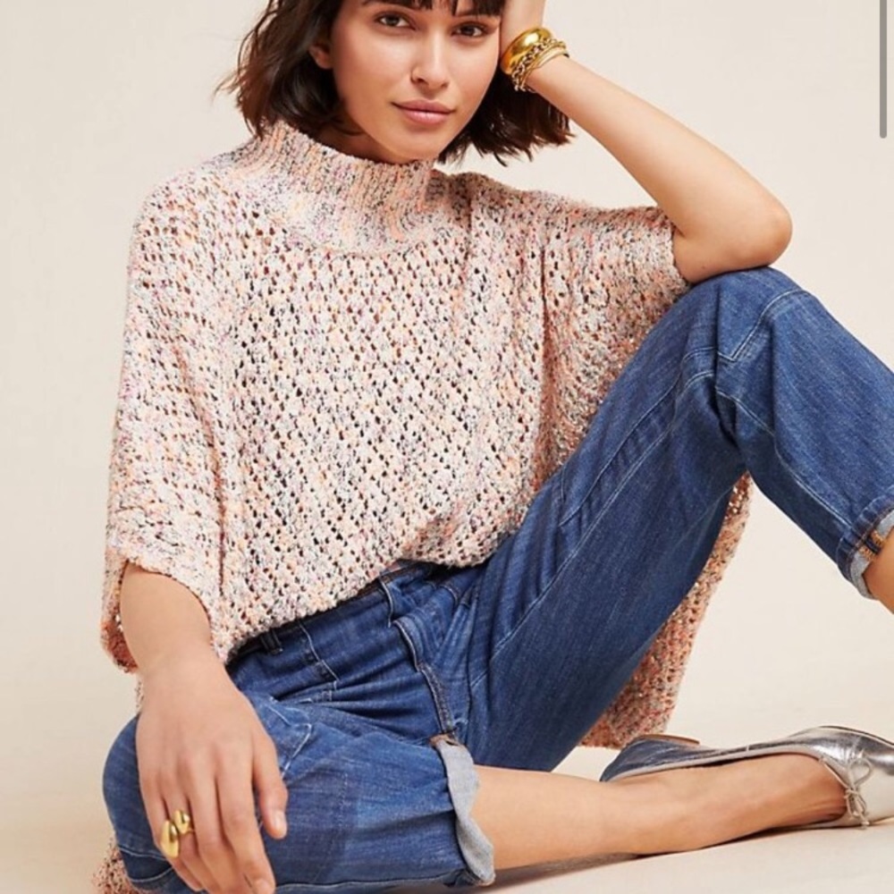 Anthropologie Akemi + Kin Knit Poncho White Small - Picture 1 of 12
